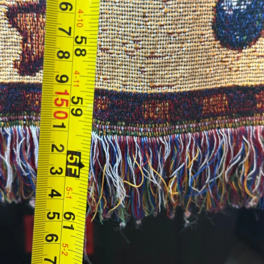 Love Never Melts Snowman Woven Tapestry Throw Blanket Fringe Winter 60x44 VTG